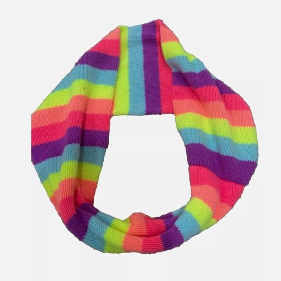 Children’s Place Knit Infinity Scarf Rainbow Stripes One Size - Picture 1 of 9